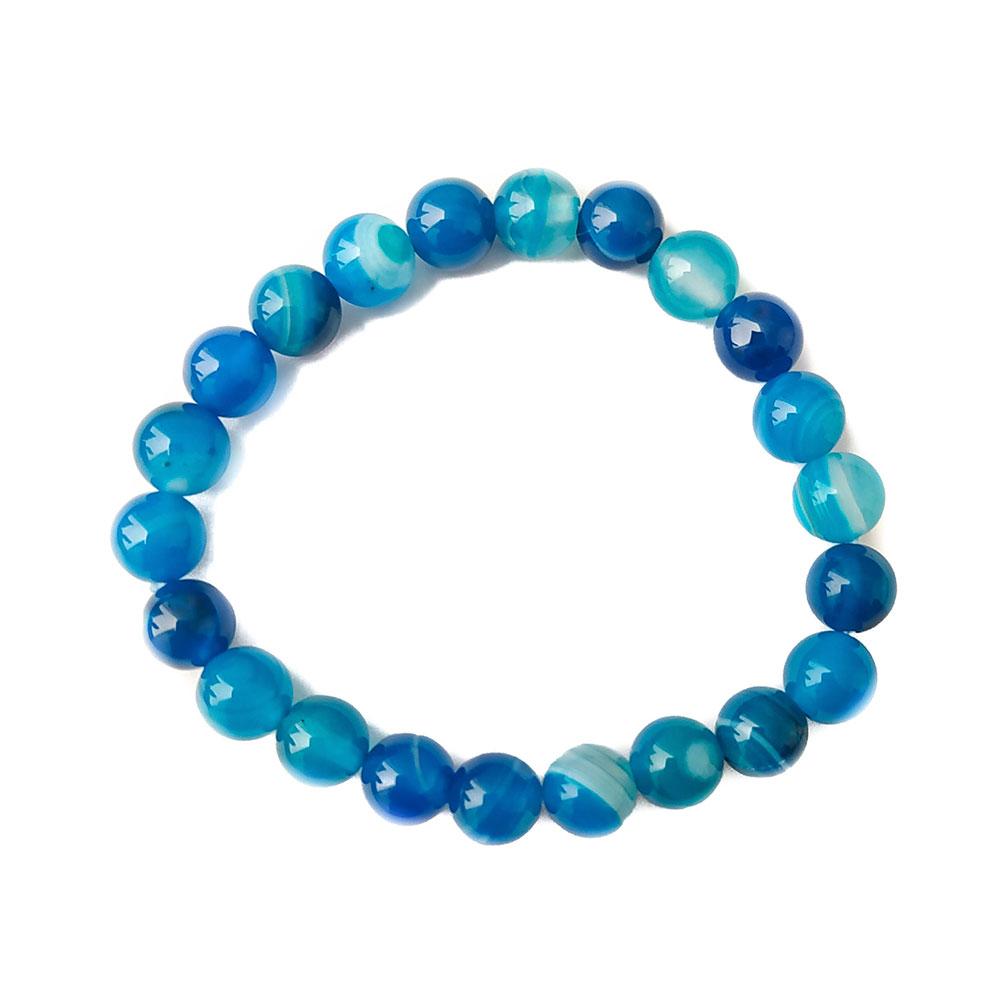 Pulsera de Ágata Azul - Bola Lisa - Mystical Tienda Esotérica y de Minerales