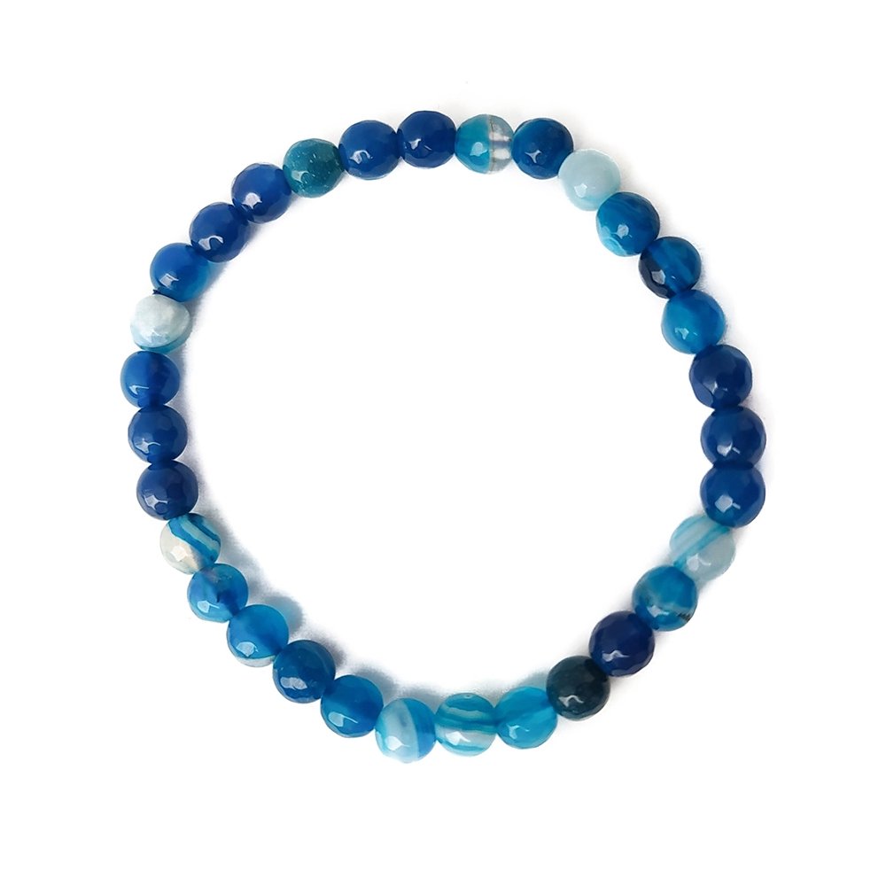 Pulsera de Ágata Azul - Bola Facetada - Mystical Tienda Esotérica y de Minerales