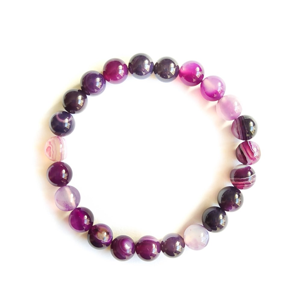 Pulsera de Ágata Lila - Bola Lisa - Mystical Tienda Esotérica y de Minerales