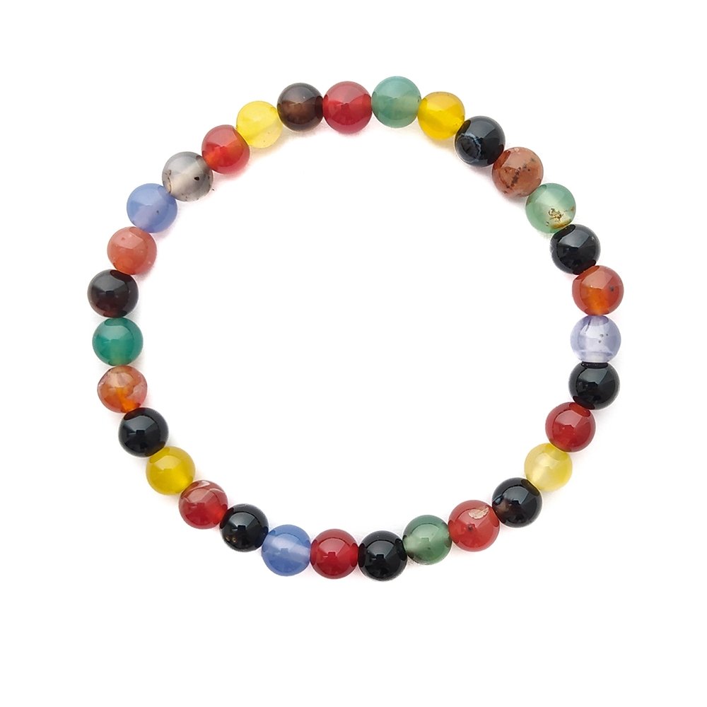 Pulsera de Ágata Multicolor - Bola Lisa - Mystical Tienda Esotérica y de Minerales