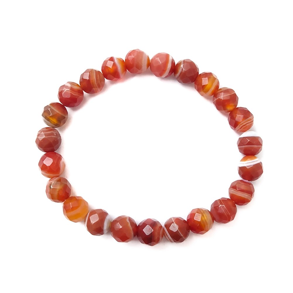 Pulsera de Ágata Naranja - Bola Facetada - Mystical Tienda Esotérica y de Minerales