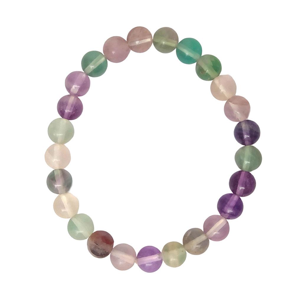 Pulsera de Fluorita Arco Iris Bola Lisa - Mystical Tienda Esotérica y de Minerales