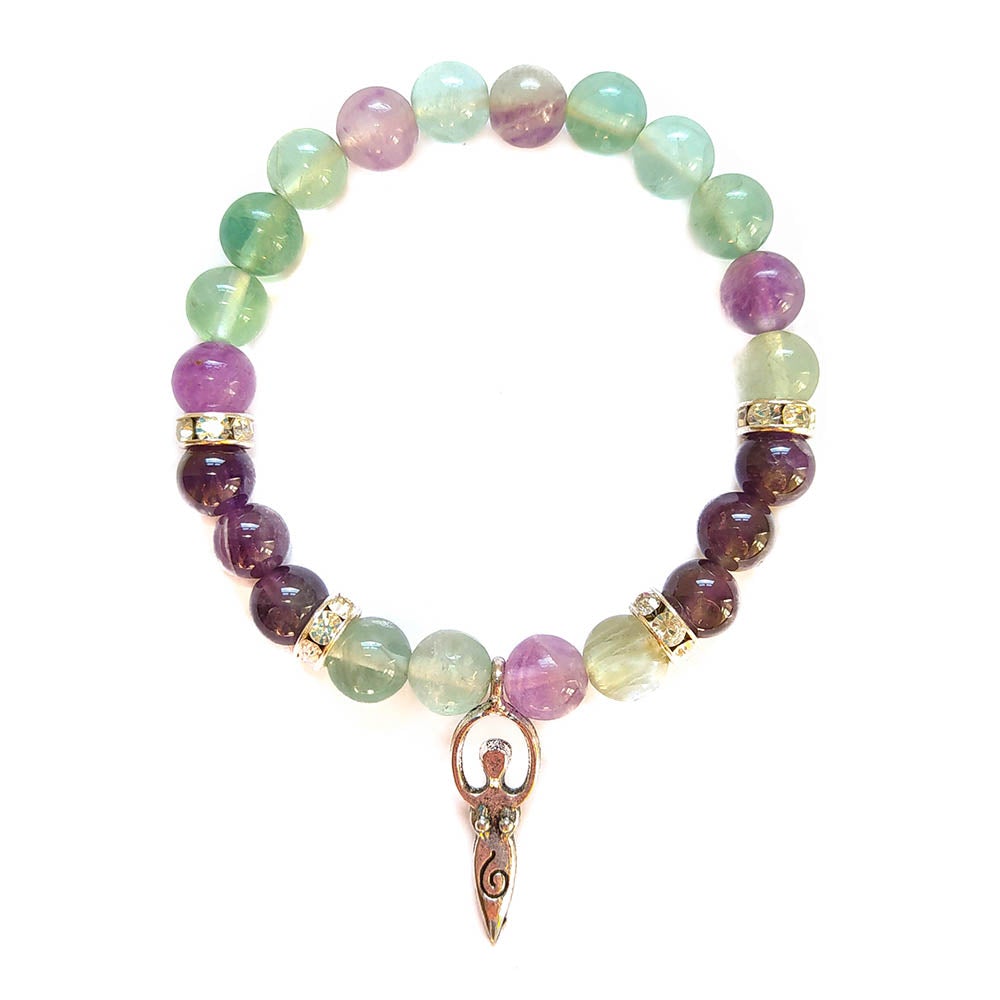 Pulsera de la Diosa con Fluorita Arcoiris y Amatista - Mystical Tienda