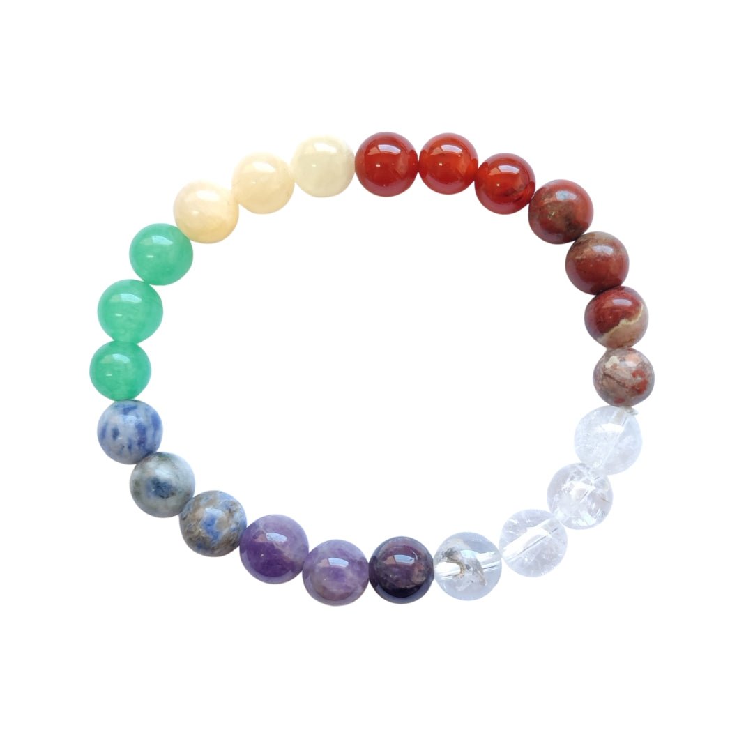 Pulsera de los Chakras con Cuarzo Verde - Bola Lisa - Mystical Tienda