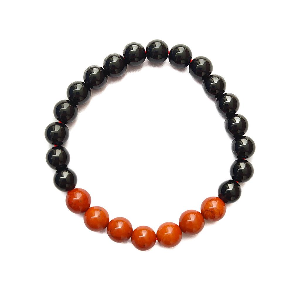 Pulsera de Obsidiana y Jaspe Rojo - Protección y Vitalidad - Mystical Tienda