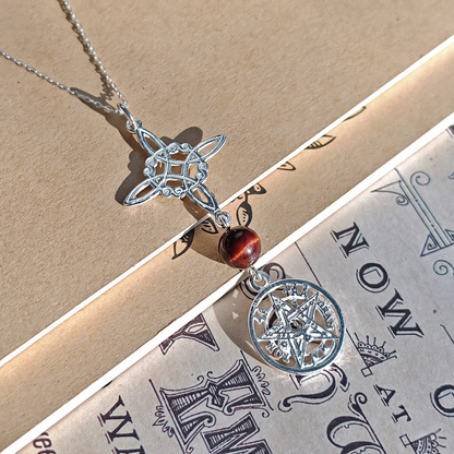Colgante Nudo de Bruja & Tetragramaton con Bola Ojo de Buey - S925