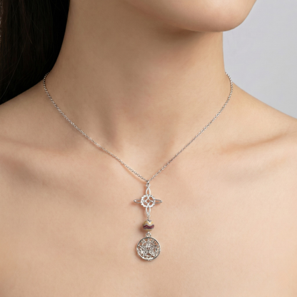 Colgante Nudo de Bruja & Tetragramaton con Bola de Ágata Locura S925