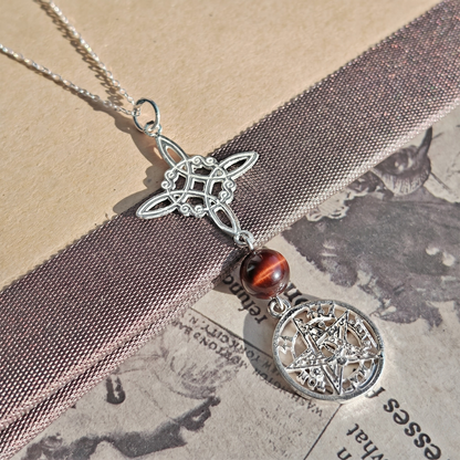 Colgante Nudo de Bruja & Tetragramaton con Bola Ojo de Buey - S925