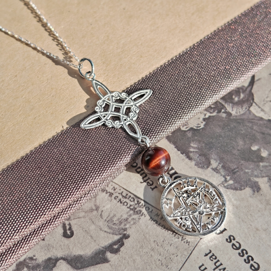 Colgante Nudo de Bruja & Tetragramaton con Bola Ojo de Buey - S925