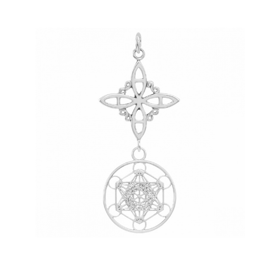 Colgante Nudo de Bruja & Cubo de Metatrón - Plata de Ley 925