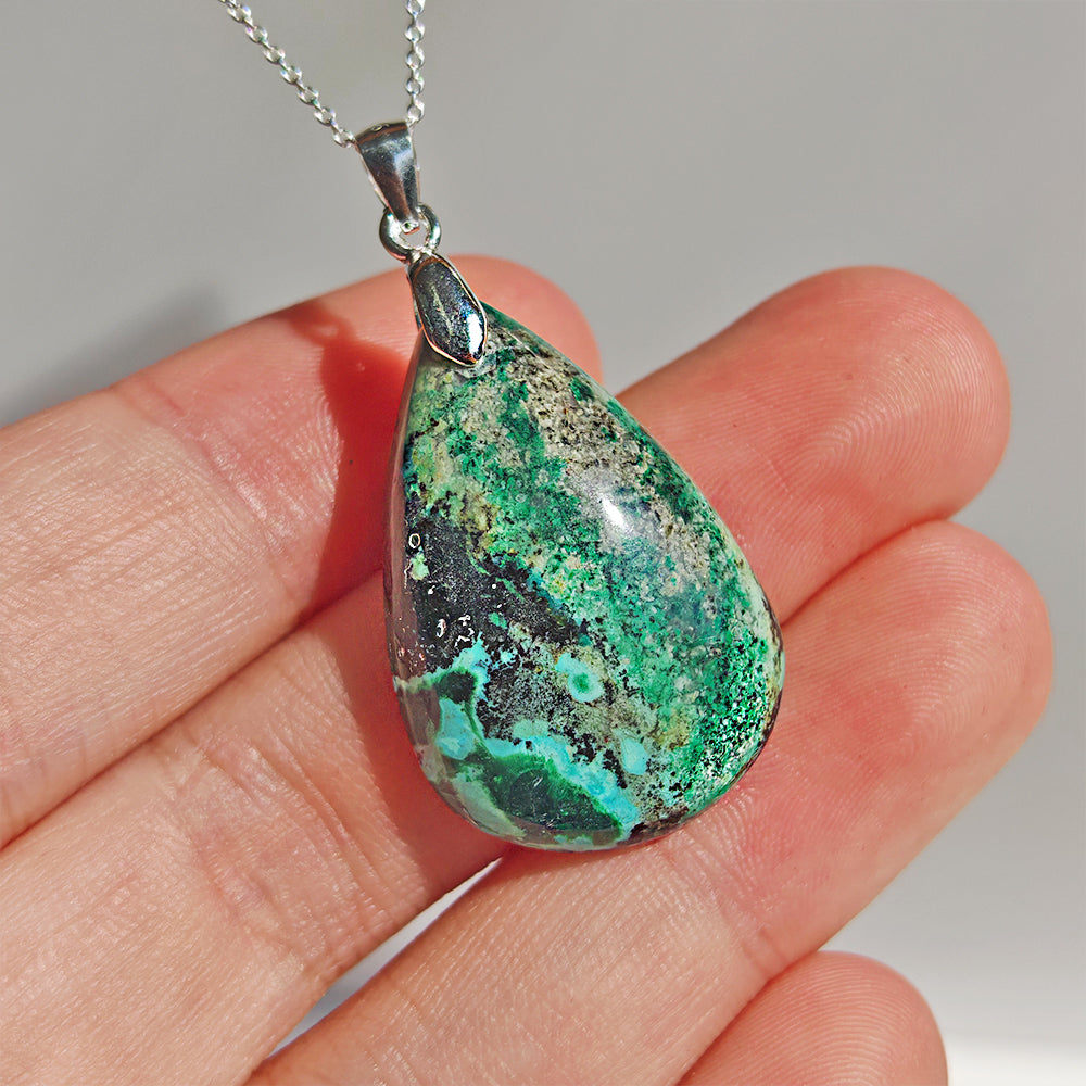 Colgante de Azurita con Malaquita y Plata de Ley 925