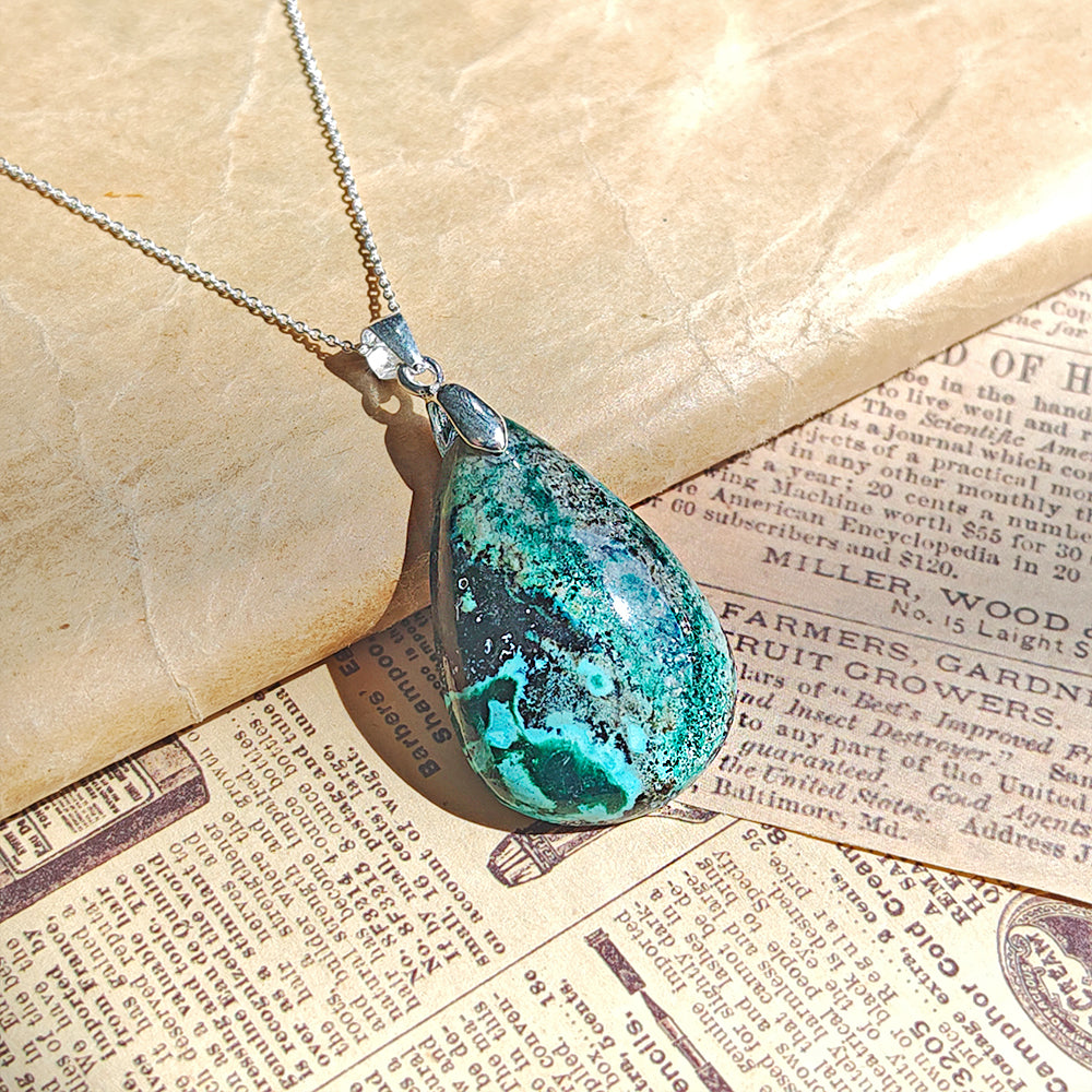 Colgante de Azurita con Malaquita y Plata de Ley 925