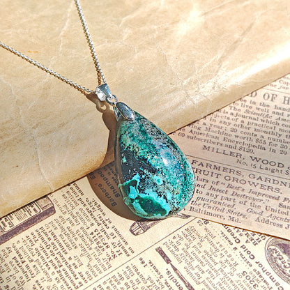 Colgante de Azurita con Malaquita y Plata de Ley 925