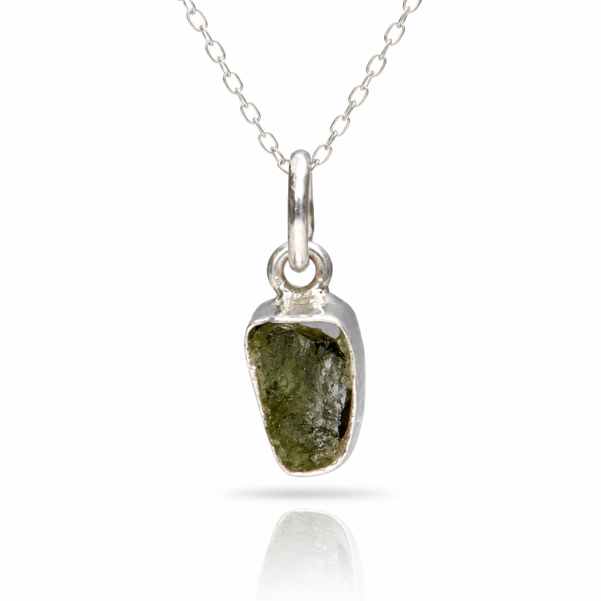 Colgante Moldavita - Montura de Plata de Ley 925