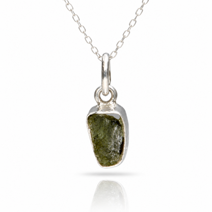 Colgante Moldavita - Montura de Plata de Ley 925