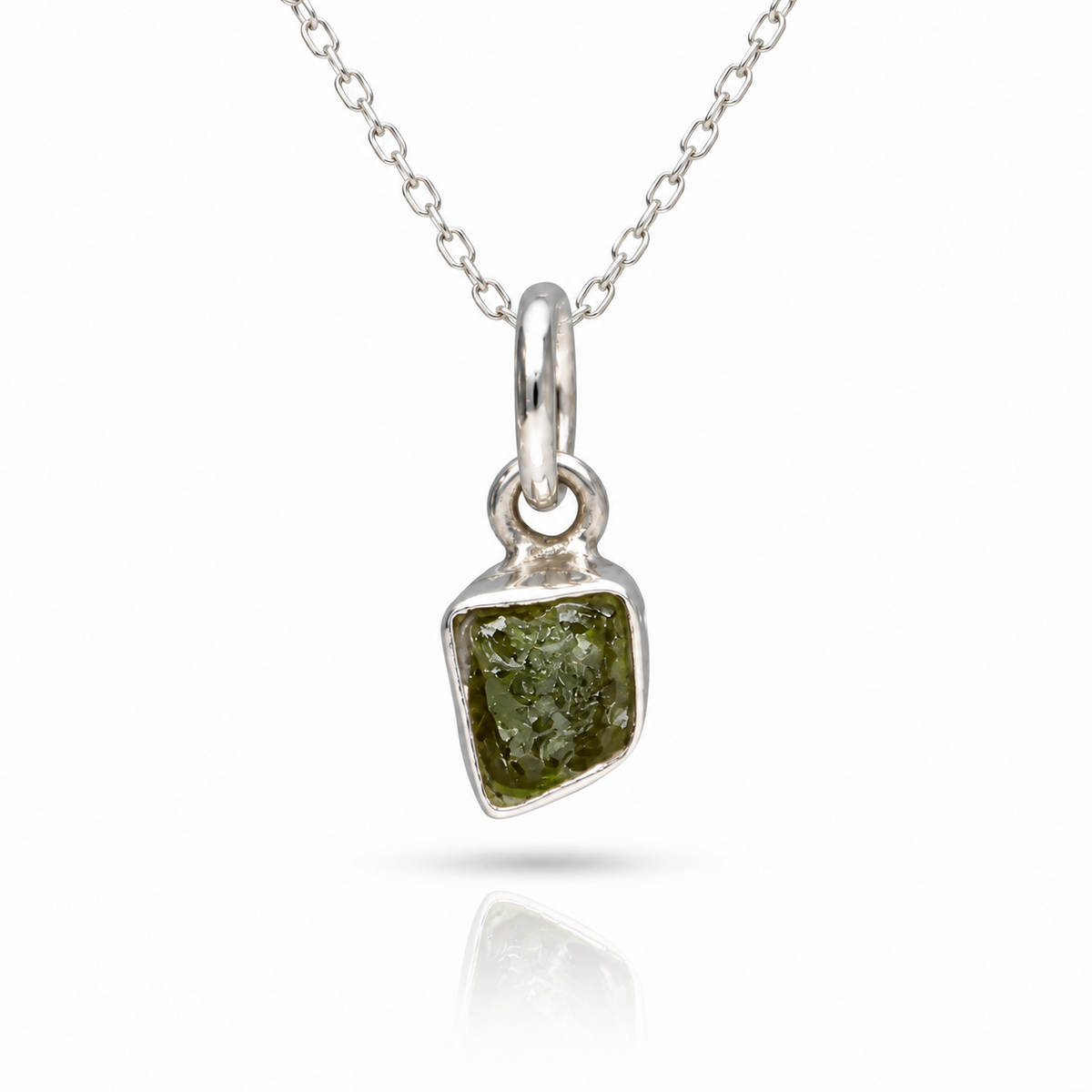Colgante Moldavita - Montura de Plata de Ley 925