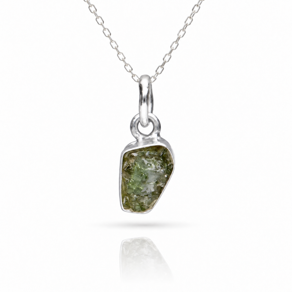 Colgante Moldavita - Montura de Plata de Ley 925