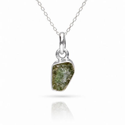 Colgante Moldavita - Montura de Plata de Ley 925