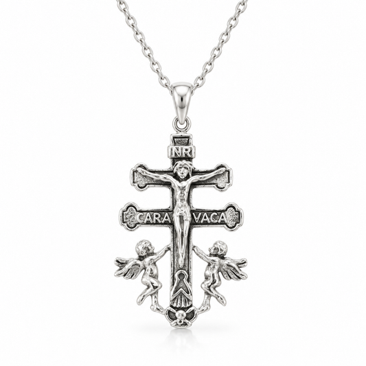 Colgante Cruz de Caravaca Plata de Ley 925 – Protección