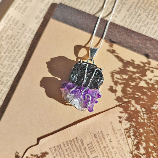 Colgante Doble Protector: Turmalina y Amatista