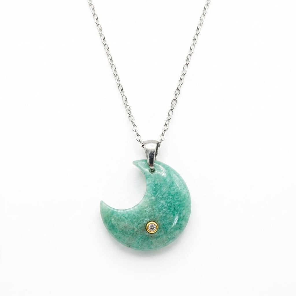 Collar Luna de Amazonita - Acero Inox.