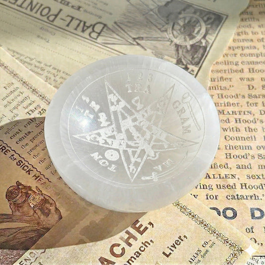 Cuenco de Selenita con Tetragrammaton