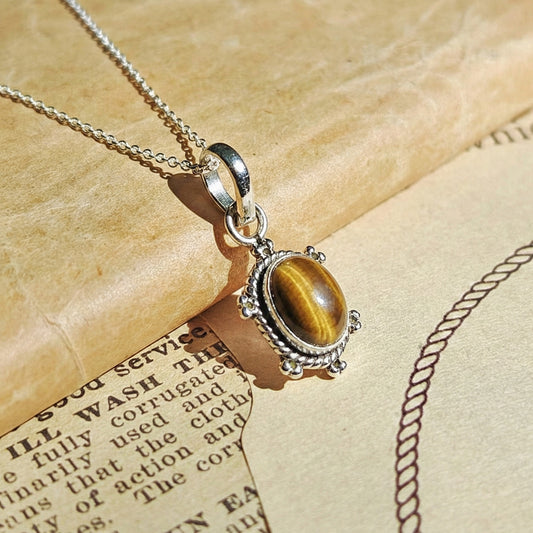 Colgante 'Nammu ' Ojo de Tigre y Plata de Ley 925 - Mystical Tienda