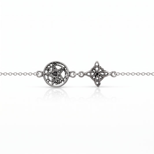 Pulsera Nudo de Bruja & Tetragramaton - Plata de Ley 925
