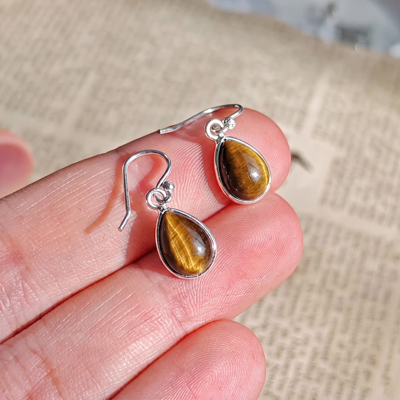 Pendientes 'Aurora' Ojo de Tigre - Plata de Ley 925