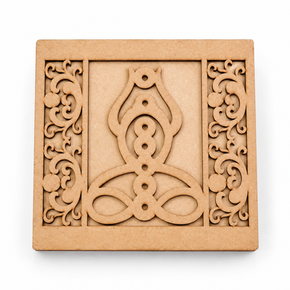 Kit 7 Chakras + Cajita de Madera Grabada con Silueta de Meditación Infinita