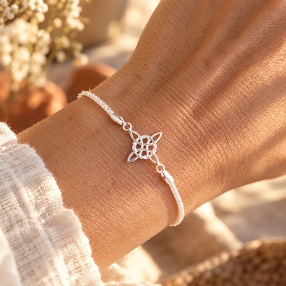 Pulsera Nudo de Bruja Plata de Ley 925 – Cadena Coreana