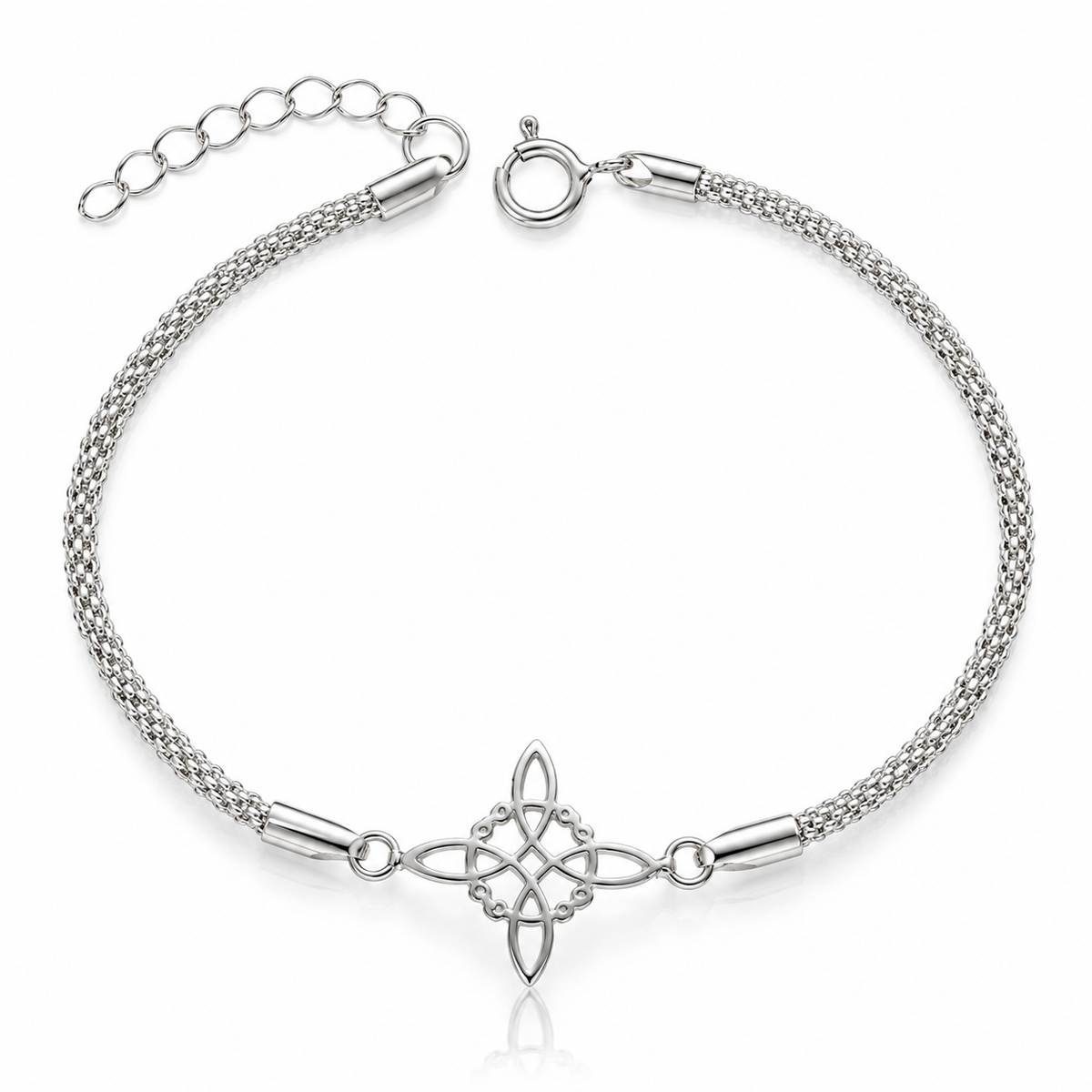 Pulsera Nudo de Bruja Plata de Ley 925 – Cadena Coreana