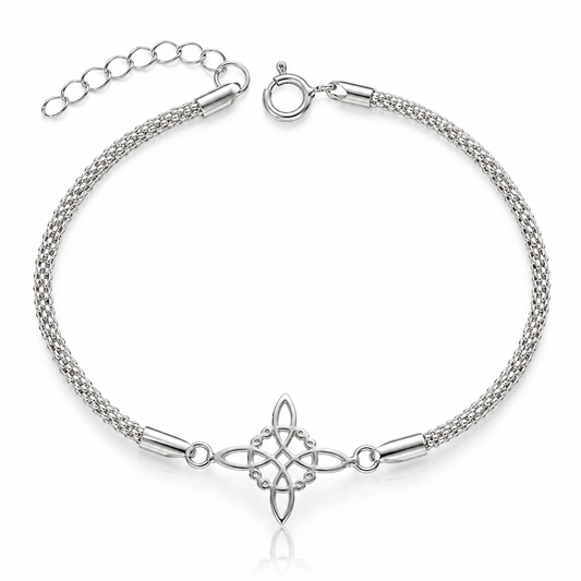 Pulsera Nudo de Bruja Plata de Ley 925 – Cadena Coreana