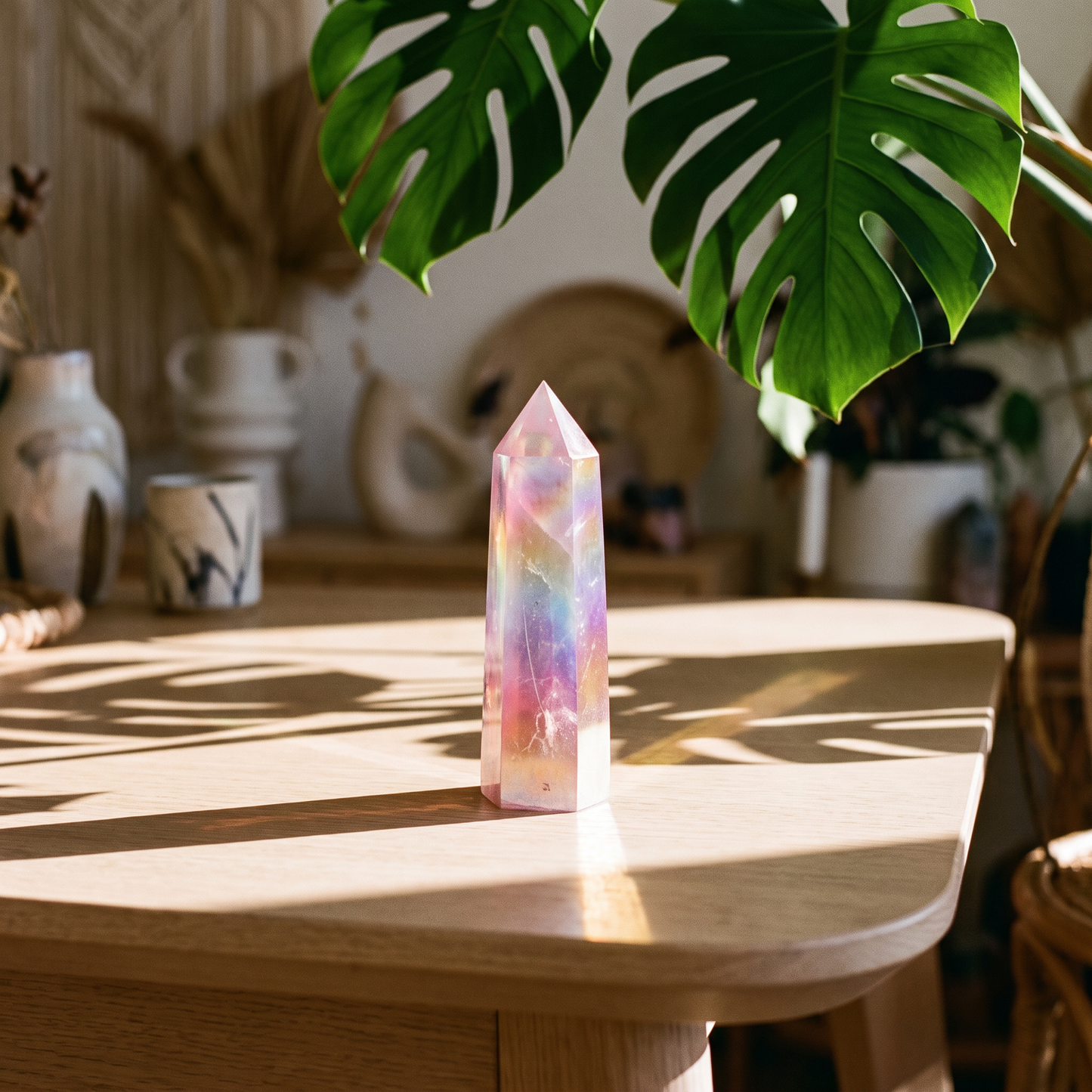 Punta de Cuarzo Aura Rosa