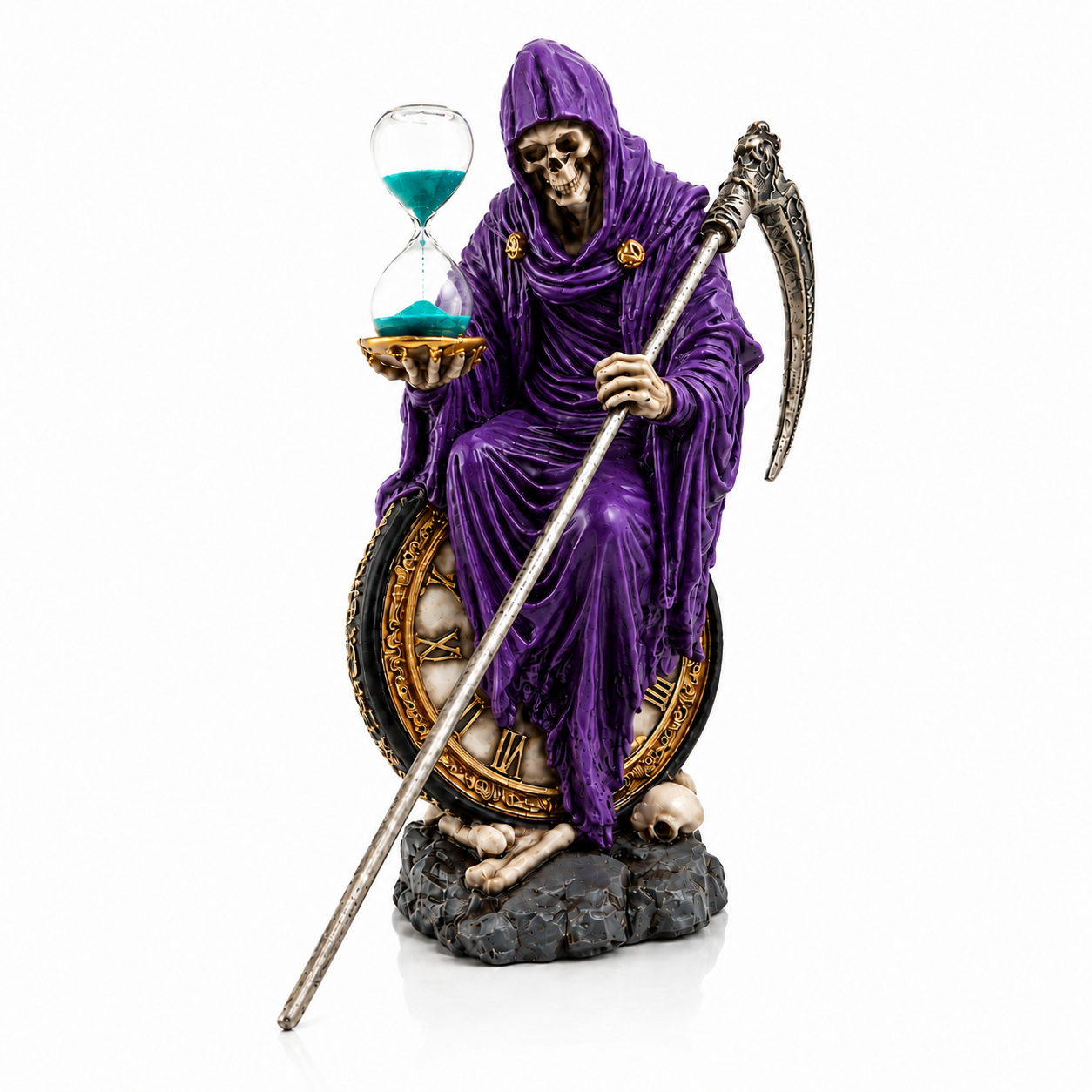 La Santa Muerte con reloj de Arena - Purpura