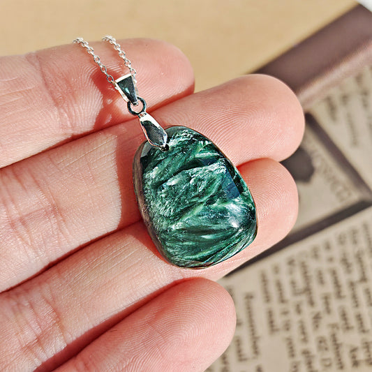 Colgante de Serafinita en Plata de Ley 925