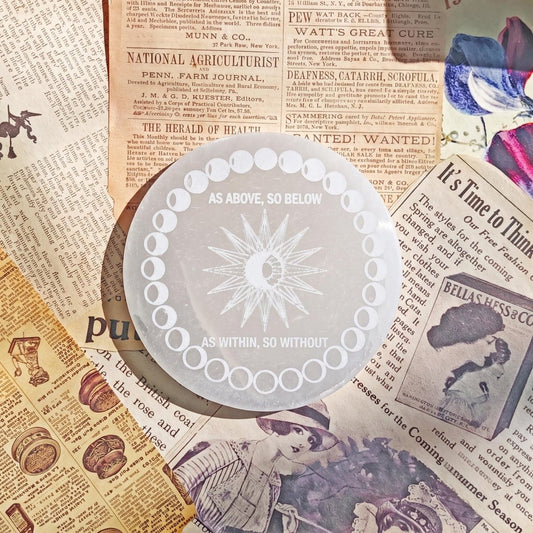 Altar de Selenita con Fases de la Luna - Mystical Tienda