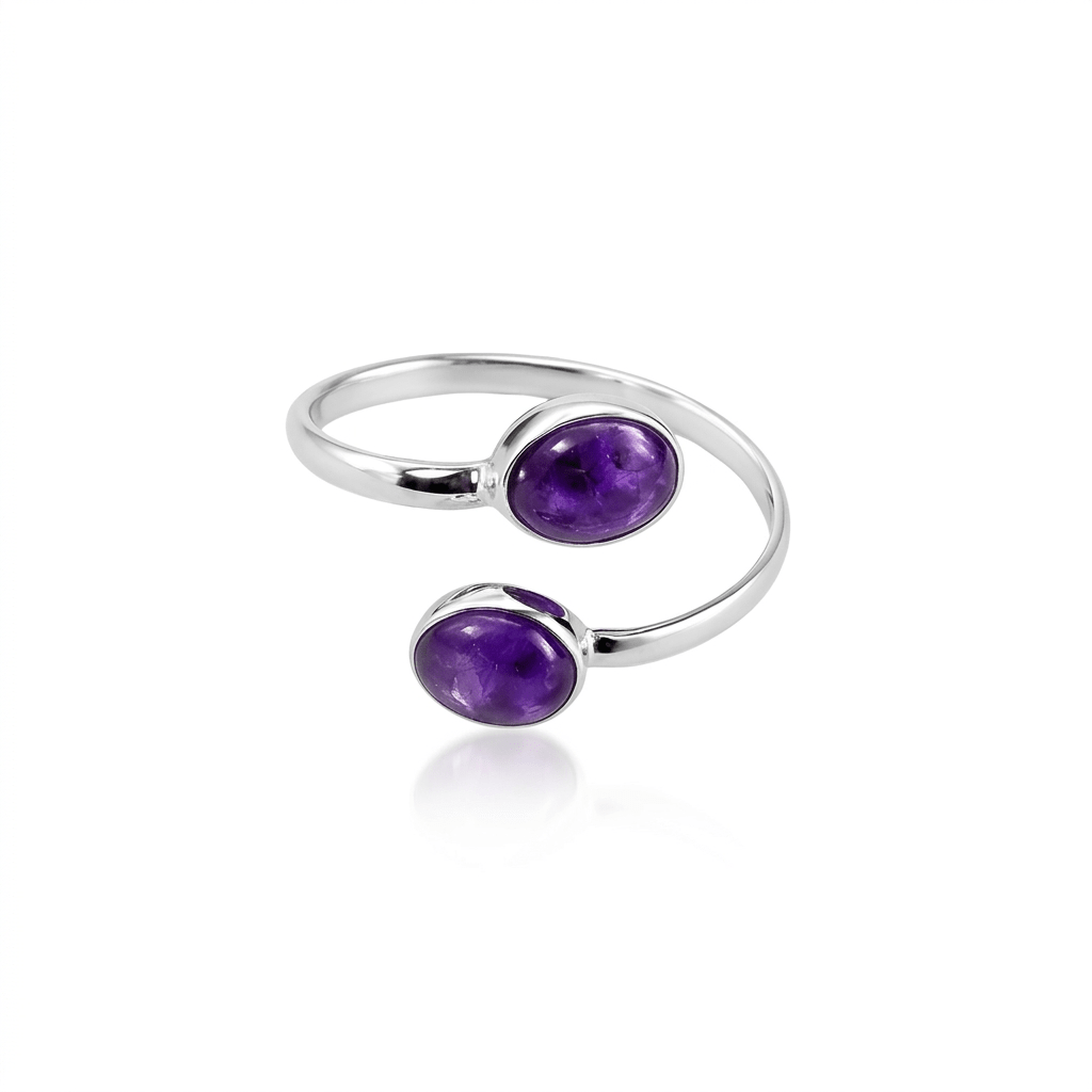 Anillo Ajustable 'Oshun' de Amatista y Plata de Ley 925 - Mystical Tienda