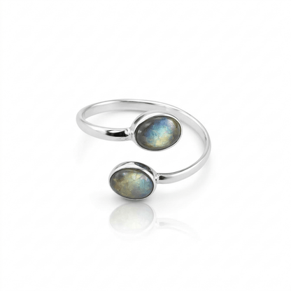 Anillo Ajustable 'Oshun' de Labradorita y Plata de Ley 925 - Mystical Tienda