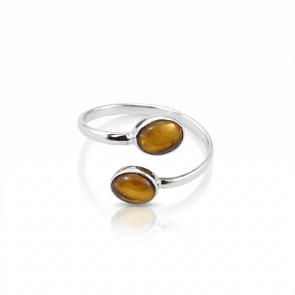 Anillo Ajustable 'Oshun' de Ojo de Tigre y Plata de Ley 925 - Mystical Tienda