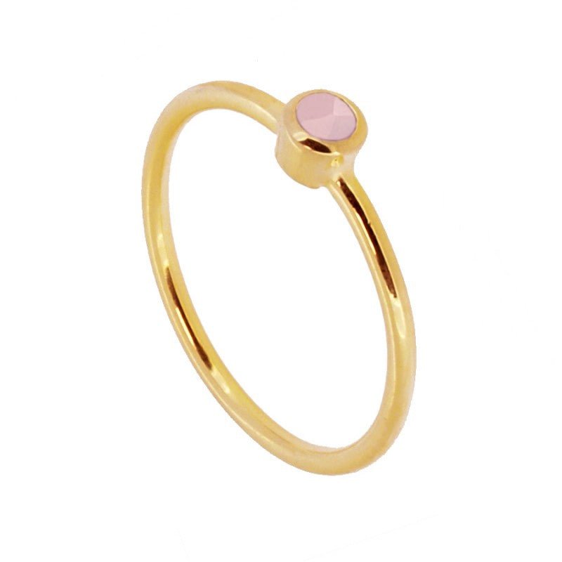 Anillo 'Alexandra' de Calcedonia Rosa - Baño de Oro 18 k - Mystical Tienda