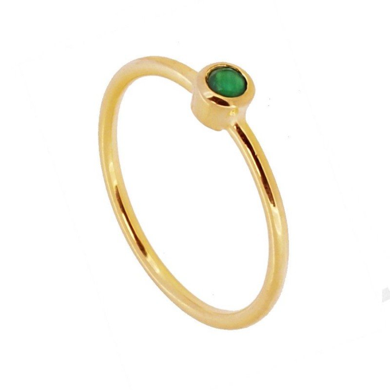 Anillo 'Alexandra' de Calcedonia Verde - Baño de Oro 18k - Mystical Tienda