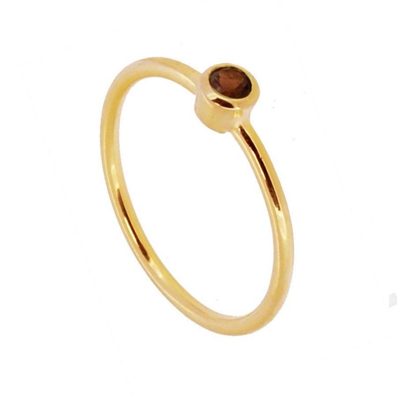 Anillo 'Alexandra' de Cuarzo Ahumado - Baño de Oro 18k - Mystical Tienda