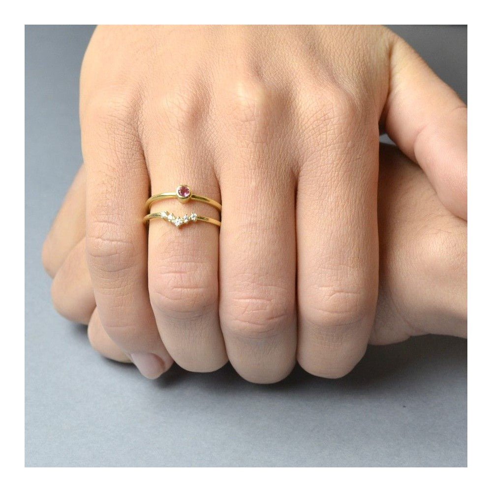 Anillo 'Alexandra' de Turmalina Rosa - Baño de Oro 18k - Mystical Tienda