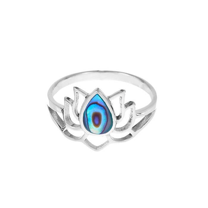 Anillo Flor de Loto con Abulón - Plata de Ley 925 - Mystical Tienda