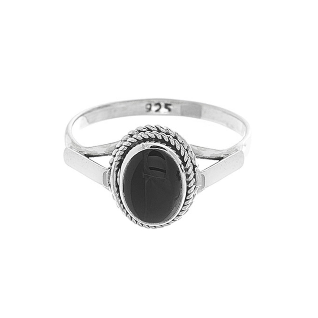 Anillo 'Idun' de Ónix - Plata de Ley - Mystical Tienda