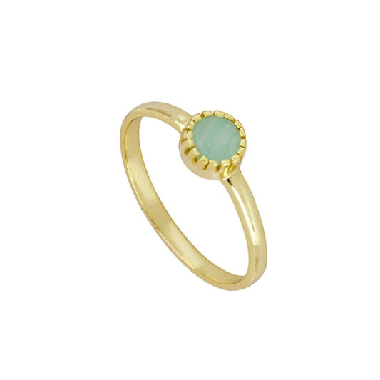 Anillo 'Iniya' de Amazonita - Baño de Oro 18k - Mystical Tienda