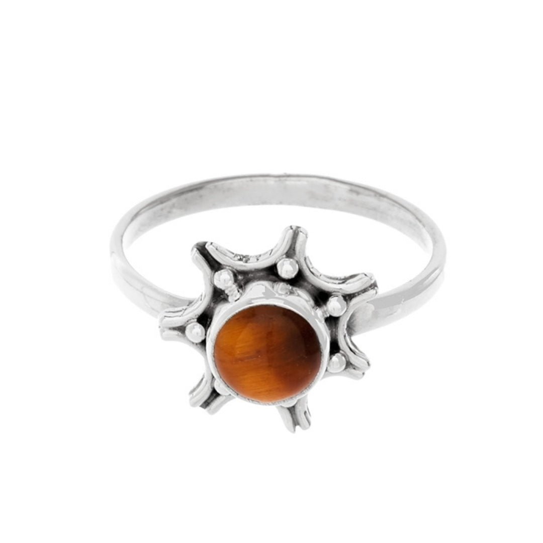 Anillo 'Inti' de Ojo de Tigre - Plata de Ley - Mystical Tienda