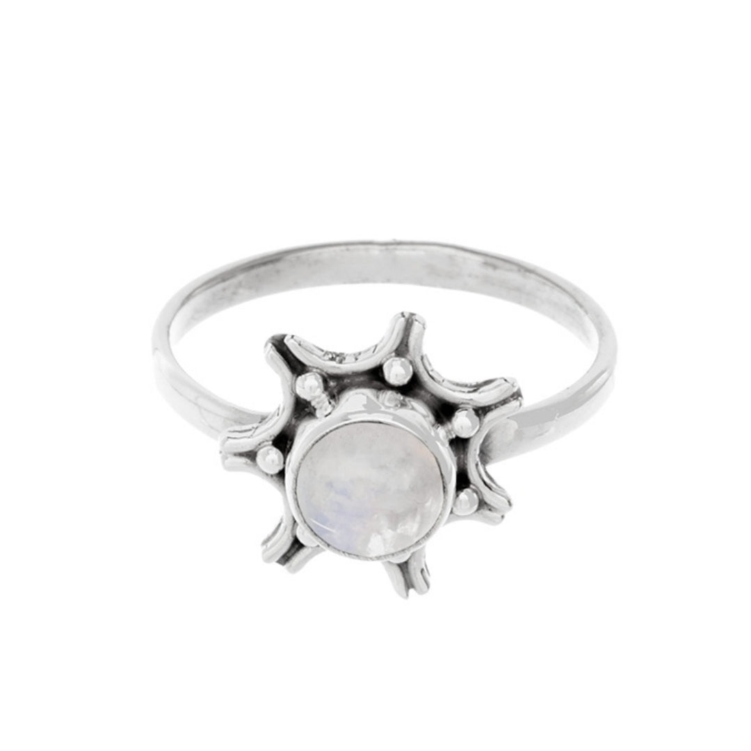 Anillo 'Inti' de Piedra de Luna - Plata de Ley - Mystical Tienda