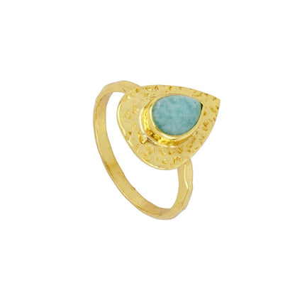 Anillo 'Jamilah' de Amazonita - Baño de Oro 18k - Mystical Tienda